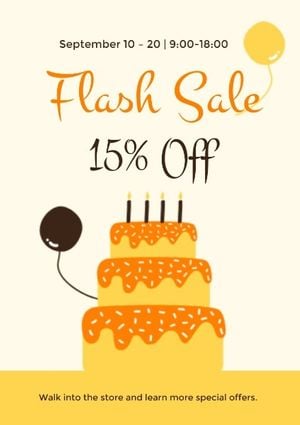 shop, business, discount, Cake Store Flash Sale Poster Template