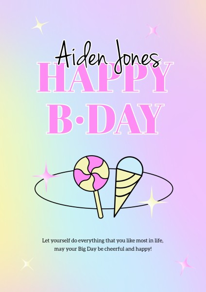 Cute Cartoon Gradient Birthday Greeting