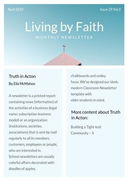 living by faith, man, sky, Simple Newsletter Template
