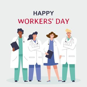 greeting, celebration, celebrate, Gray Minimal Illustrated International Workers' Day Instagram Post Template