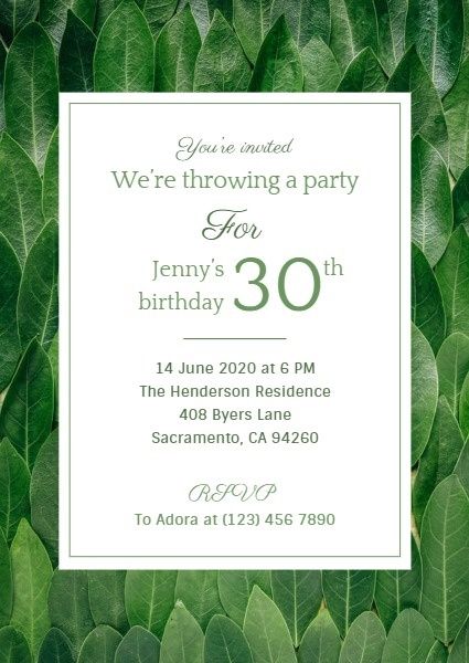 happy birthday, party, events, Green Birthday Invitation Template