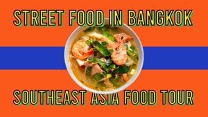 pho, asian food tour, shrimp, Red Bangkok Street Food Youtube Thumbnail Template