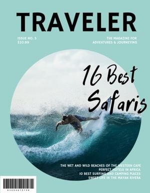 sea, sport, holiday, Green Surfing Travel Book Magazine Cover Template