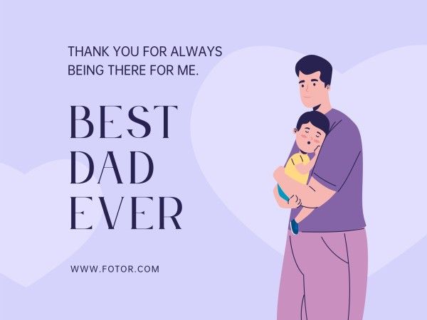 dad, baby, kid, Purple Illustration Cartoon Father's Day  Card Template