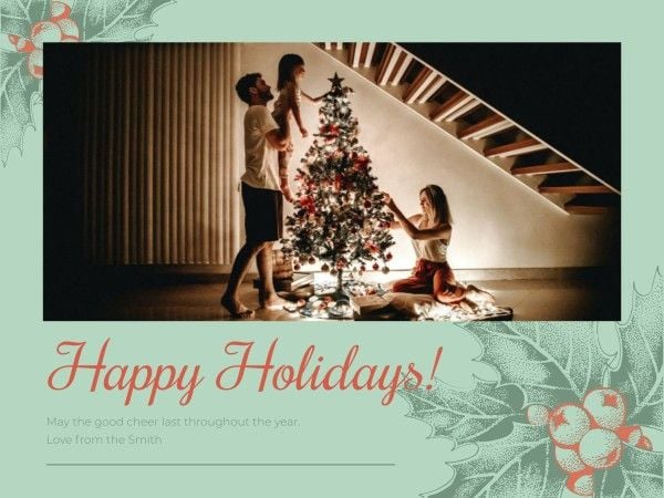 xmas, holiday, wish, Blue Family Merry Christmas Card Template