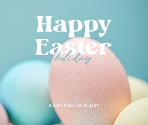 festival, celebration, celebrate, Colorful Eggs Photo Easter Greeting Facebook Post Template