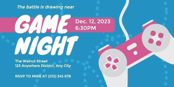 Blue Game Night Console Invite Twitter Post