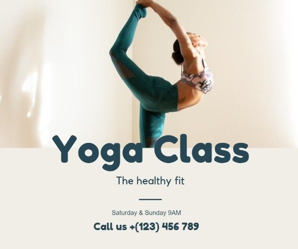 flyer, sale, marketing, White Yoga Class  Facebook Post Template