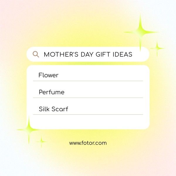 mothers day, mother day, mother's day sale, Lemon Yellow UI Search Mother's Day Gift Ideas Instagram Post Template
