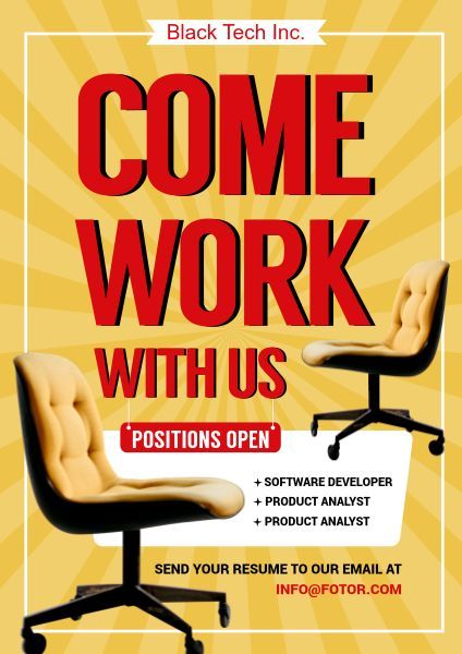 chair, job, work, Company Recruitment Poster Template