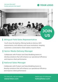 白色和绿色公司招聘 英文海报