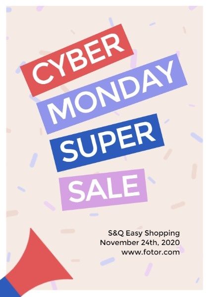 promotion, shop online, commodity, Horn Cyber Monday Super Sale Flyer Template