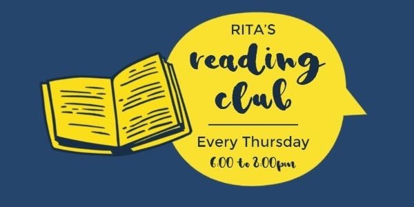 Yellow And Blue Reading Club Twitter Post