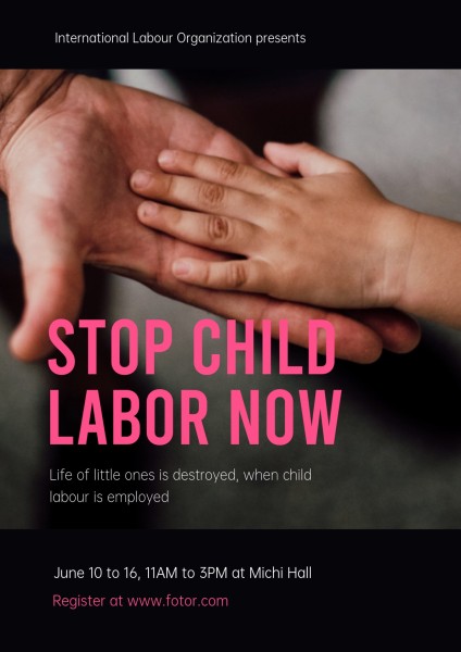 Black Stop Child Labor Now Poster