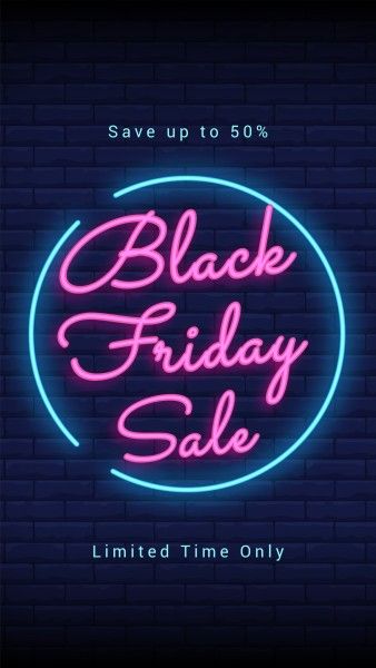 sale, discount, promotion, Dark Purple Neon Black Friday Instagram Story Template