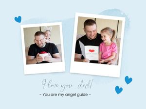 family, love, happy, Soft Blue Photo Frame Father's Day Collage Photo Collage 4:3 Template