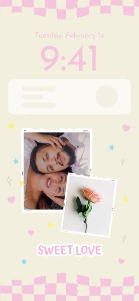 lock screen, love, lover, Soft Yellow And Pink Valentine's Day Photo Collage Phone Wallpaper Template