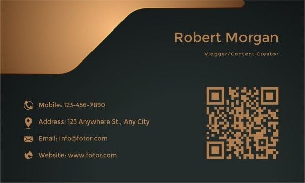 company, modern, simple, Golden Black Elegant QR Code Business Card Template