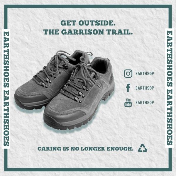 climbing boot, hiking shoes, climbing shoes, Grey Trekking Shoes Sport Footwear Branding Instagram Post Template