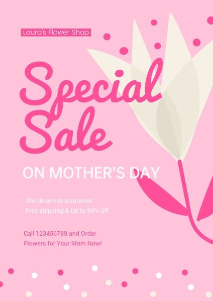mother's day sale, promo, promotion, Pink Mother's Day Special Sale Poster Template