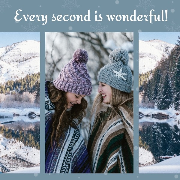 蓝色冬季旅行拼贴画 Instagram帖子