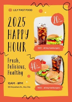 fast food, coke, food, Yellow Hamburger Restaurant Sale Poster Template