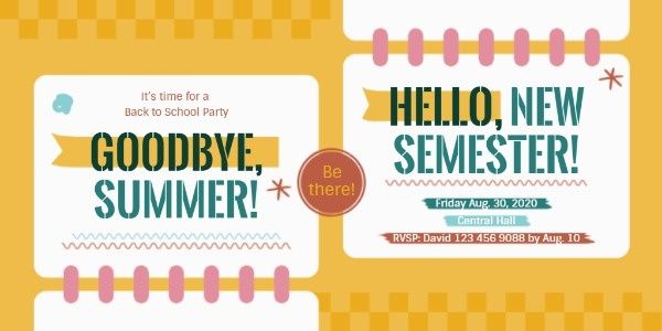new, semester, education, Back to School Party Twitter Post Template