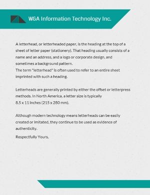 information, technology, trade, White Company Business Letter Letterhead Template
