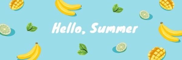 fruit, season, greeting, Hello Summer Twitter Cover Template