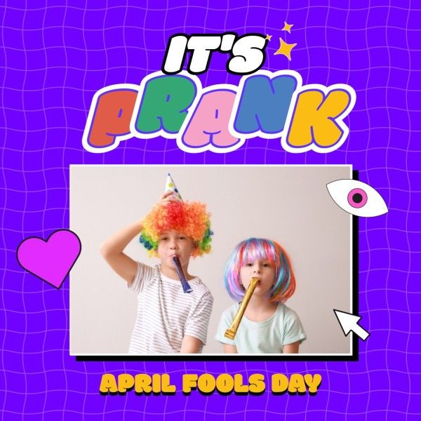 celebration, festival, party, Purple Creative Funny Photo April Fools' Day Instagram Post Template