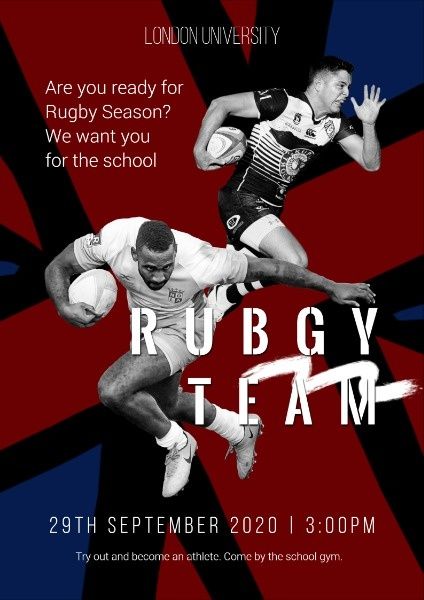 sports, competition, recruitment, RugbyTeam Poster Template