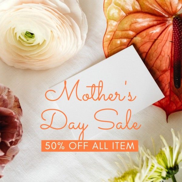 mothers day, mother day, promotion, Orange Minimal Mother's Day Sale Instagram Post Template