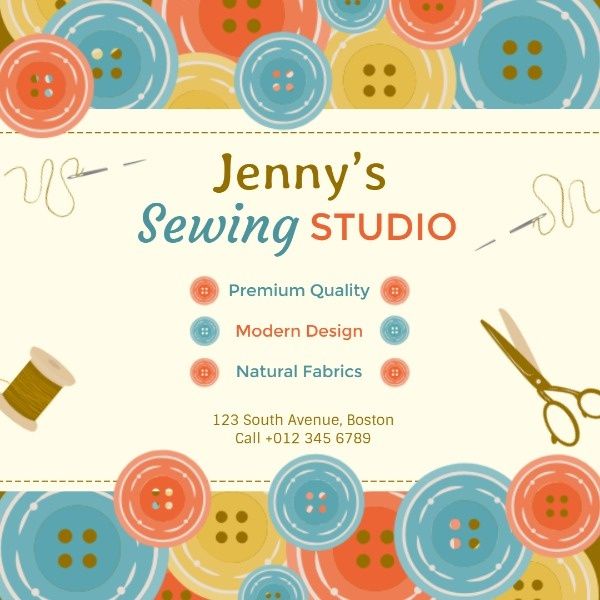 tailor, sewing service, sewing studio, Sewing Store Instagram Post Template