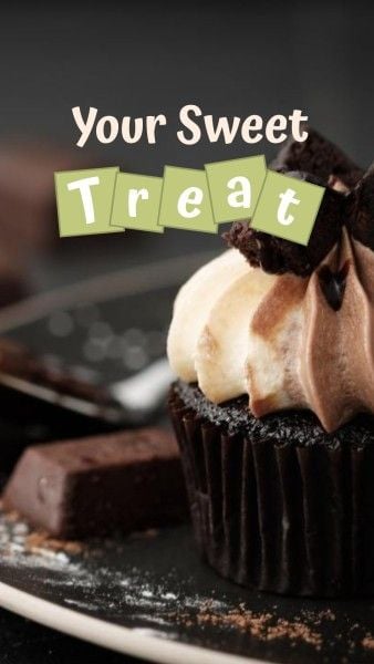 sweet, treat, business, Black Chocolate Cup Cake Instagram Story Template