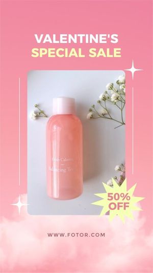 valentines day, love, illustration, Pink Valentine Beauty Sale Promotion Instagram Story Template