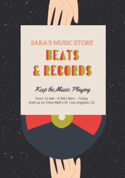 musician, musical, hand, Music Store Beats And Records Flyer Template