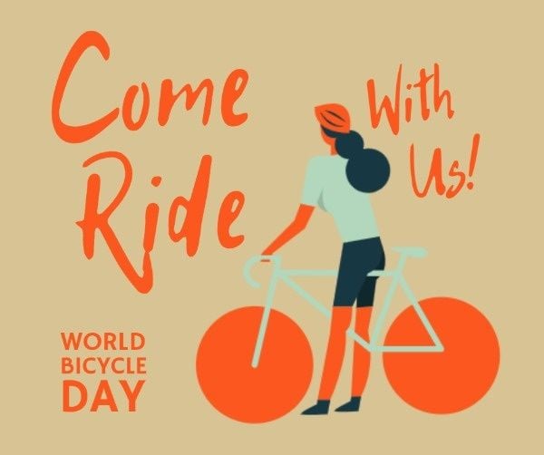 bike, sport, sports, Cute And Lovely World Bicycle Day Facebook Post Template
