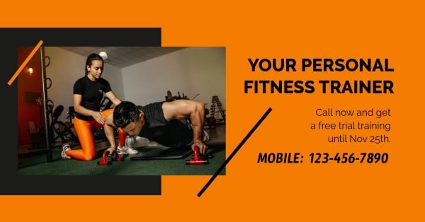 Yellow Personal Fitness Trainer Facebook Event Cover
