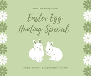 happy, event, celebration, Green Easter Egg Hunting Facebook Post Template