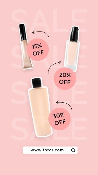 promotion, online shop, cosmetics, Pink Modern Makeup Sale Product Photo Instagram Story Template