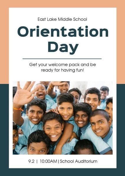 back to school, study, learning, Middle School Orientation Day Poster Template