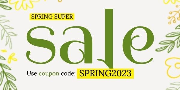 summer, super sale, promotion, Yellow Botanical Spring Sale Twitter Post Template
