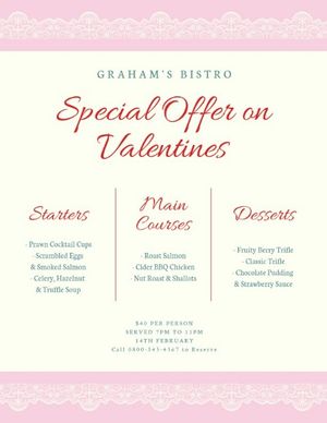 love, business, marketing, Pink Valentine Food Special Offer Sale Menu Template