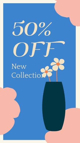 Blue Background Of New Collection Discount  Instagram Story