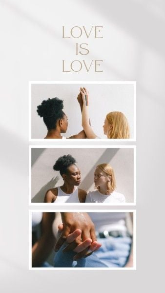 love is love, love wins, valentines day, Gray LGBT Love Couple Valentine Collage Photo Collage 9:16 Template