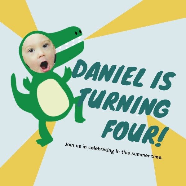 anniversary, invitation, happy, Daniel's First Birthday Party Instagram Post Template