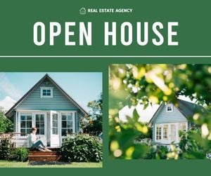 sale, open house, marketing, Green Real Estate Business Facebook Post Template