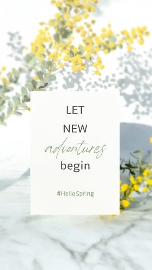 photo, plant, flower, Green And White Organic Hello Spring Quote Instagram Story Template
