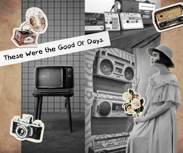 collage, classic, old times, Vintage Style Antique Store Facebook Post Template