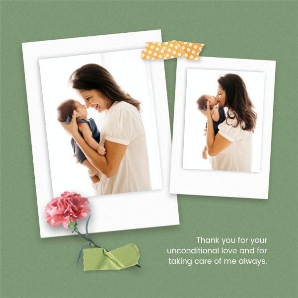 mothers day, mother day, greeting, Green Minimal Mother's Day Collage Instagram Post Template